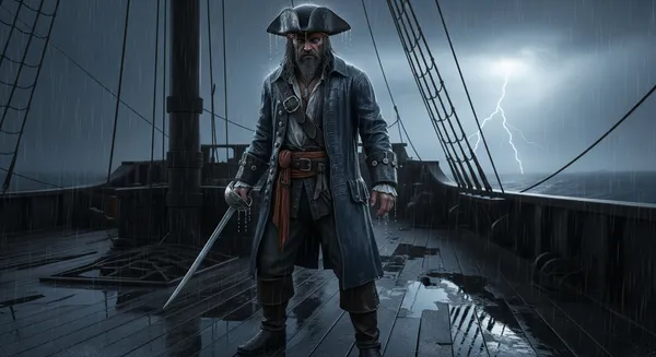 A pirate in rain